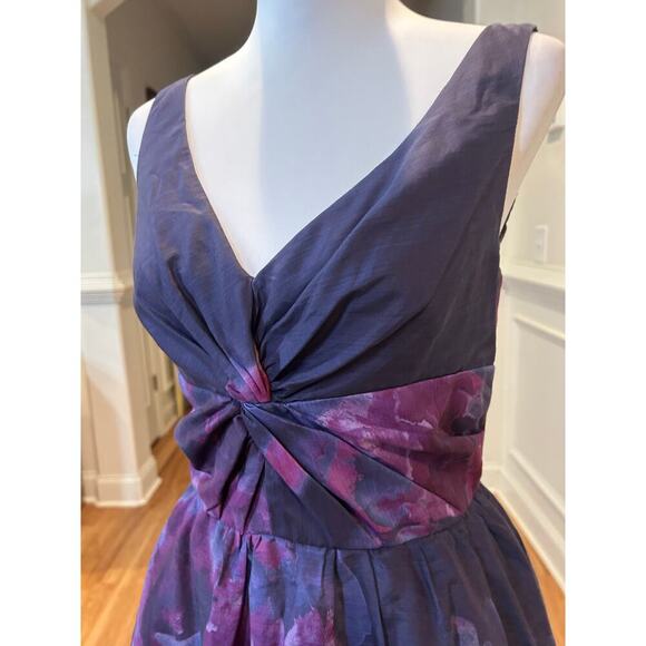 Lela Rose for Neiman Marcus silk blend  Purple Floral Dress - Size 6 - Picture 3 of 8